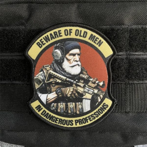 Insigne de moral de soldat de l'armée, autocollant de sac à dos militaire, patchs d'impression, crochet et boucle, vieil homme, gros homme, carabine – Image 2