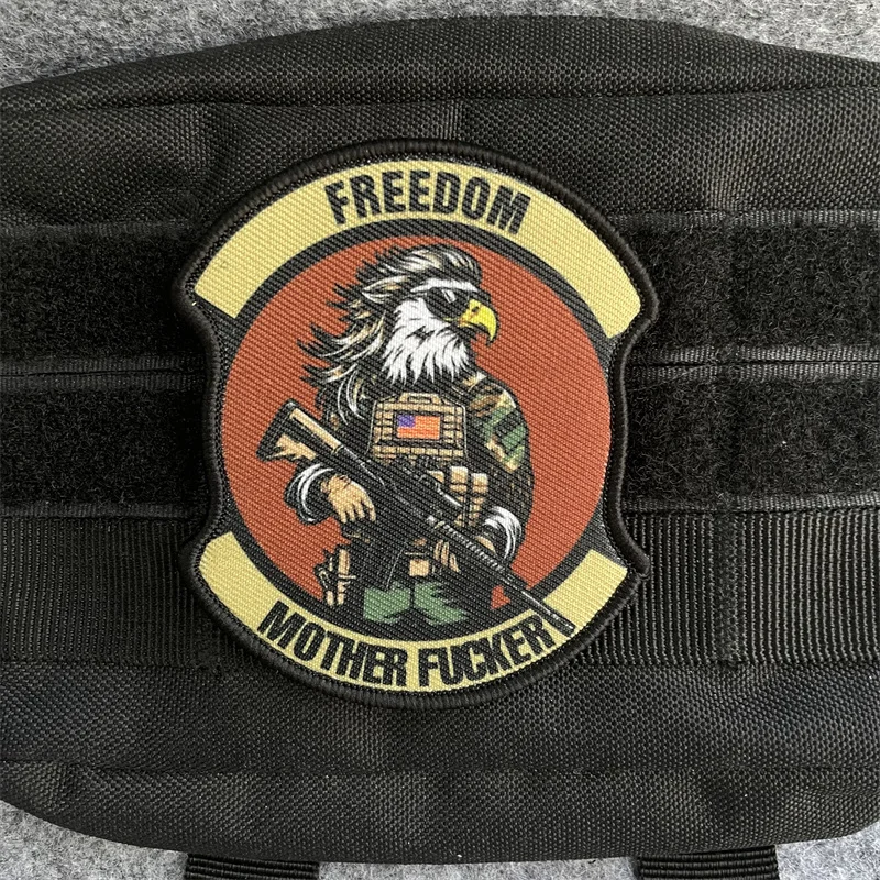 Insigne de moral de soldat de l'armée, autocollant de sac à dos militaire, patchs d'impression, crochet et boucle, vieil homme, gros homme, carabine