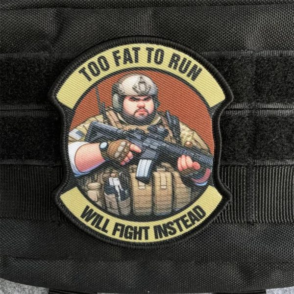 Insigne de moral de soldat de l'armée, autocollant de sac à dos militaire, patchs d'impression, crochet et boucle, vieil homme, gros homme, carabine – Image 4