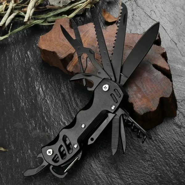 Couteau de Poche Pliant Multifonctionnel en Acier Inoxydable, Outil de Combinaison d'Urgence pour Camping en Plein Air, Équipement de Survie