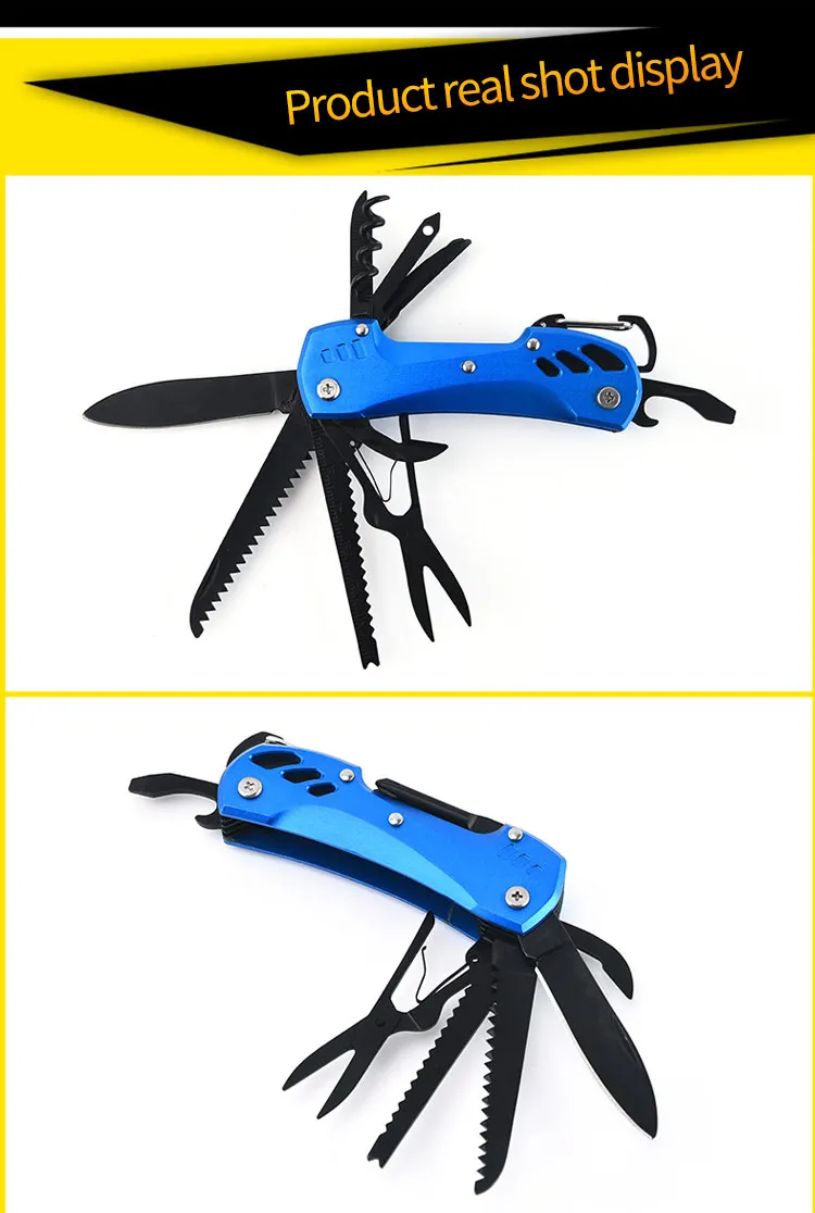 Couteau de Poche Pliant Multifonctionnel en Acier Inoxydable, Outil de Combinaison d'Urgence pour Camping en Plein Air, Équipement de Survie