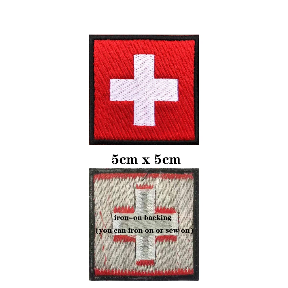Brassard brodé drapeau National suisse, Patch crochet et boucle ou Badge brodé en tissu militaire, 1 pièce Brassard brodé drapeau National suisse, Patch crochet et boucle ou Badge brodé en tissu militaire, 1 pièce
