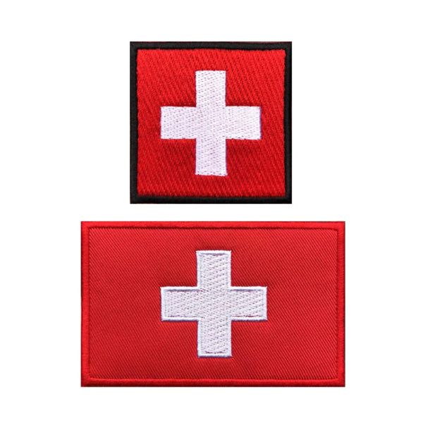 Brassard brodé drapeau National suisse, Patch crochet et boucle ou Badge brodé en tissu militaire, 1 pièce