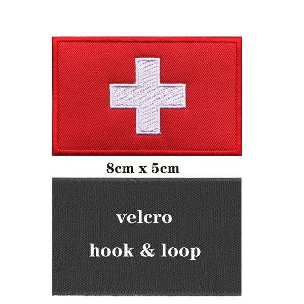 Brassard brodé drapeau National suisse, Patch crochet et boucle ou Badge brodé en tissu militaire, 1 pièce – Image 3