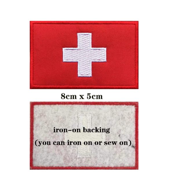 Brassard brodé drapeau National suisse, Patch crochet et boucle ou Badge brodé en tissu militaire, 1 pièce – Image 2