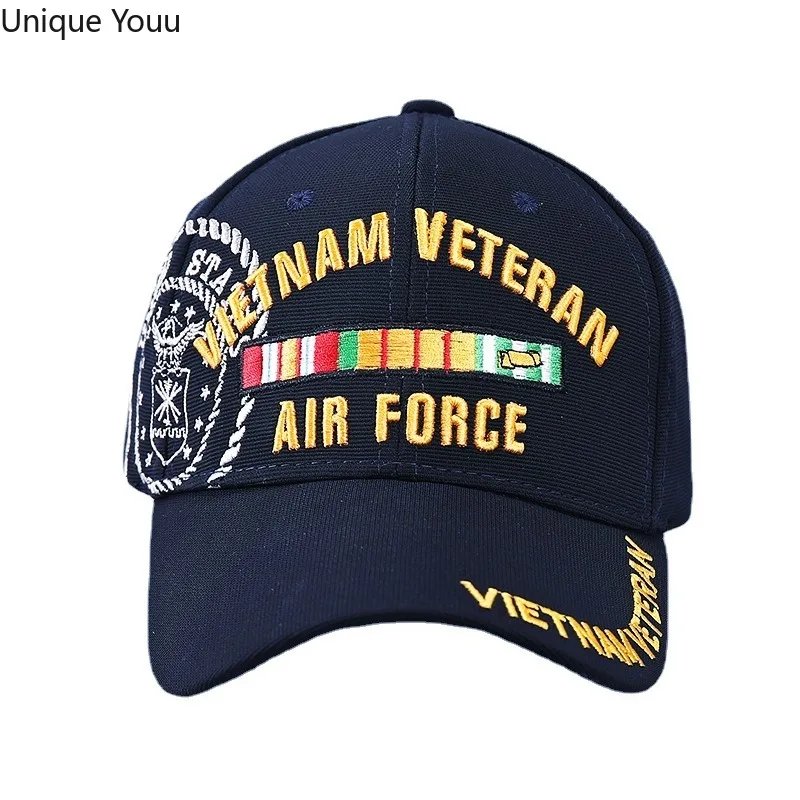 Casquette de baseball brodée vétéran du Vietnam pour hommes et femmes, chapeau de sport de plein air, chapeaux militaires souvenirs réglables Casquette de baseball brodée vétéran du Vietnam pour hommes et femmes, chapeau de sport de plein air, chapeaux militaires souvenirs réglables