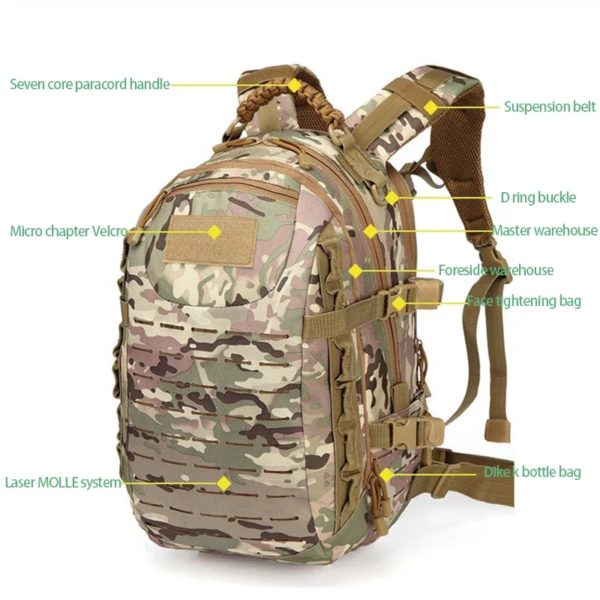 Sac à dos militaire étanche pour homme, sac à dos souple de l'armée, sac à dos Molle, sac de sport, extérieur, camping, chasse, trekking, grande capacité – Image 2