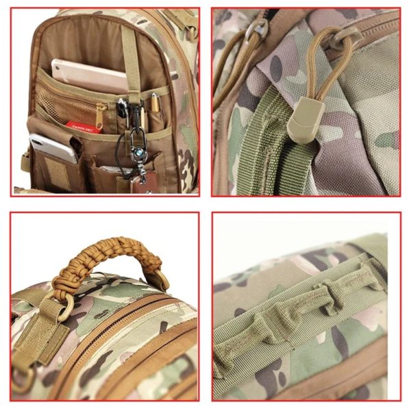 Sac à dos militaire étanche pour homme, sac à dos souple de l'armée, sac à dos Molle, sac de sport, extérieur, camping, chasse, trekking, grande capacité – Image 6