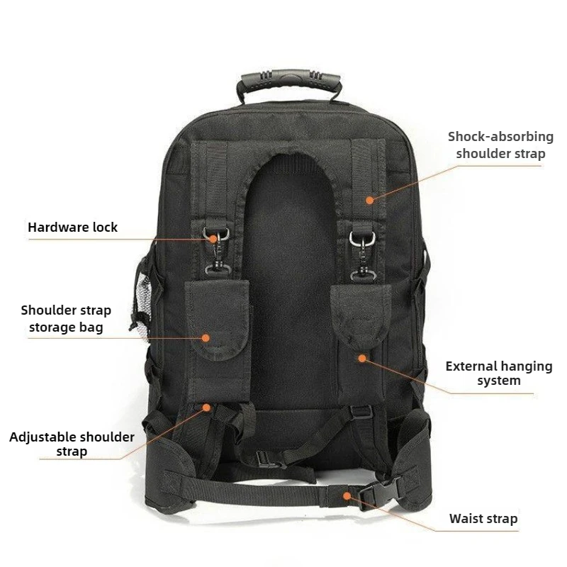 Sac à dos militaire Molle, sac à dos d'assaut de l'armée, sacs à dos de voyage en plein air, sacs à dos de randonnée, camping, chasse, zones Mochila, 60L