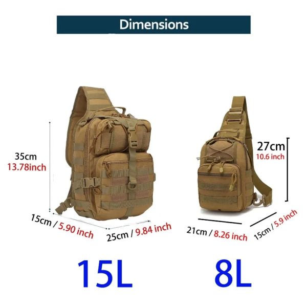 Sac à dos de sport militaire pour le transport quotidien, sac à dos extérieur, initié à la fronde, 8L, 15L – Image 2