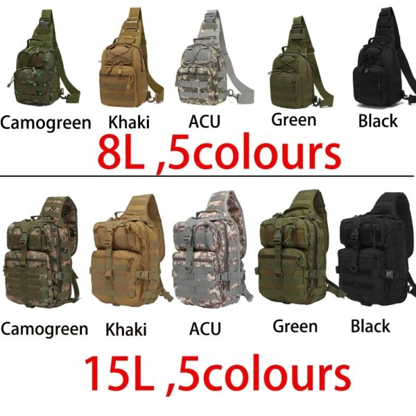 Sac à dos de sport militaire pour le transport quotidien, sac à dos extérieur, initié à la fronde, 8L, 15L – Image 3