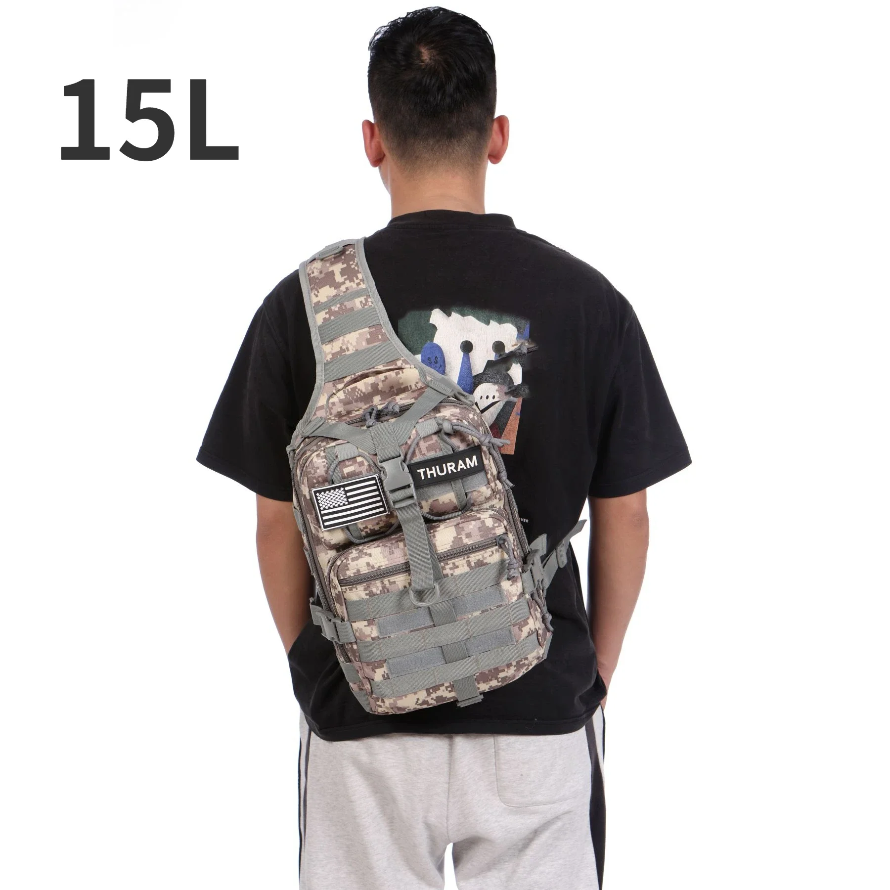 Sac à dos de sport militaire pour le transport quotidien, sac à dos extérieur, initié à la fronde, 8L, 15L