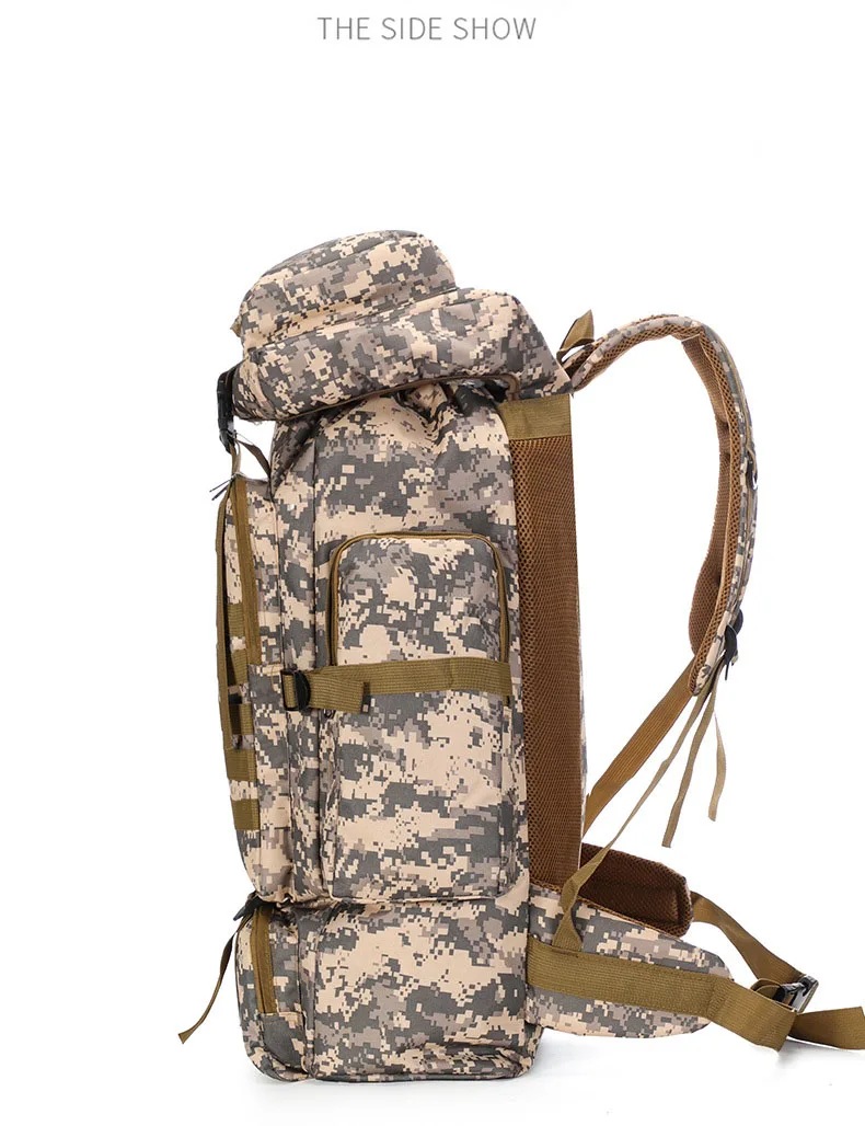 CamSolomon-Sac à dos militaire extérieur étanche pour homme, sac de voyage, sac de randonnée, grand, capacité de 80L
