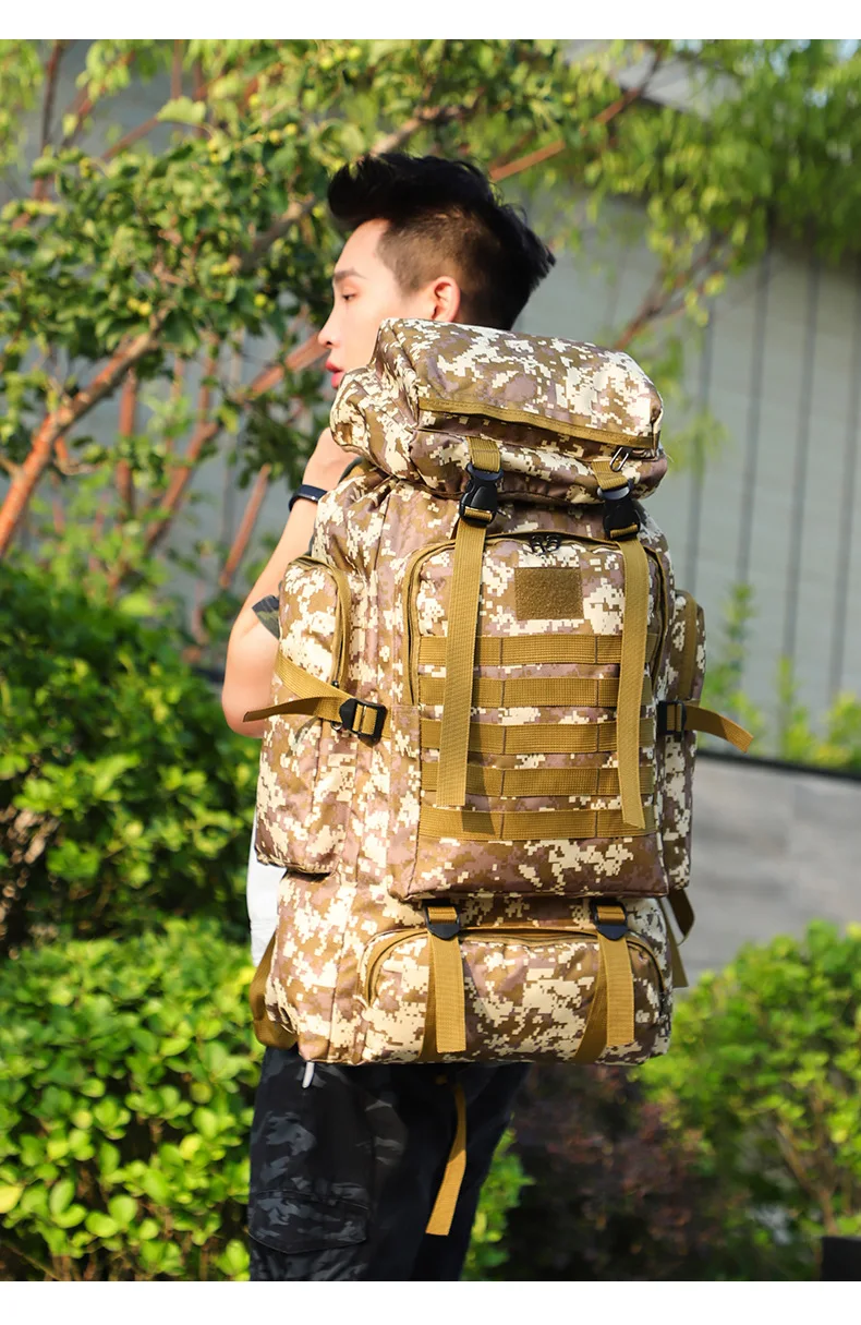 CamSolomon-Sac à dos militaire extérieur étanche pour homme, sac de voyage, sac de randonnée, grand, capacité de 80L