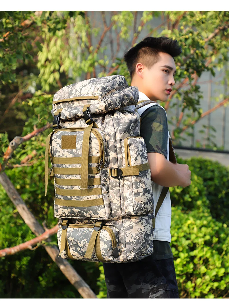 CamSolomon-Sac à dos militaire extérieur étanche pour homme, sac de voyage, sac de randonnée, grand, capacité de 80L