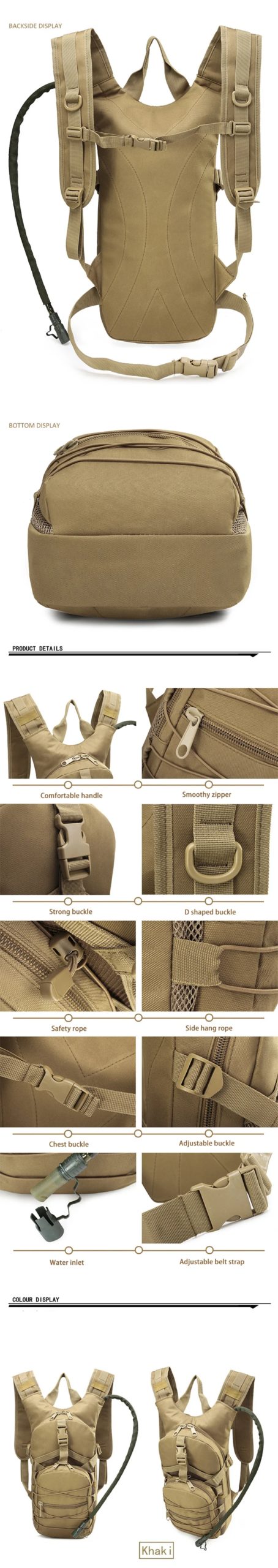 Sac à dos à eau léger, sac à dos de survie chameau, randonnée, hydratation, poudres militaires, camping, vélo, sac à dos de jour