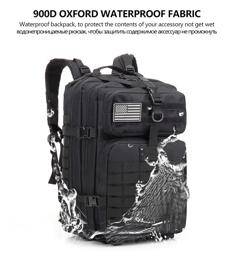 QT & QY-Sacs à dos de voyage pour hommes, sacs de survie en plein air, pack d'assaut 3P, pack EDC Molle, randonnée, trekking, sac de chasse, 30 L, 50L QT & QY-Sacs à dos de voyage pour hommes, sacs de survie en plein air, pack d'assaut 3P, pack EDC Molle, randonnée, trekking, sac de chasse, 30 L, 50L