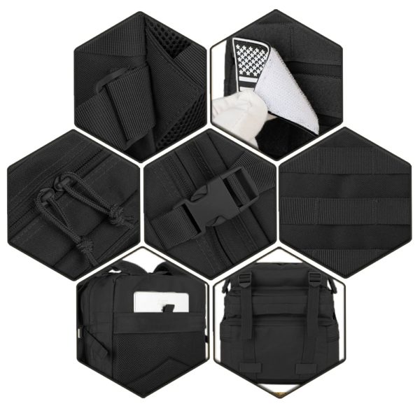 QT & QY-Sacs à dos de voyage pour hommes, sacs de survie en plein air, pack d'assaut 3P, pack EDC Molle, randonnée, trekking, sac de chasse, 30 L, 50L – Image 5