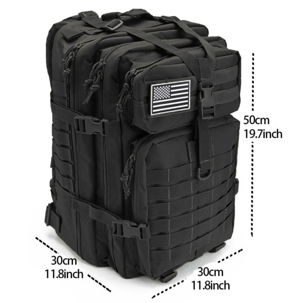QT & QY-Sacs à dos de voyage pour hommes, sacs de survie en plein air, pack d'assaut 3P, pack EDC Molle, randonnée, trekking, sac de chasse, 30 L, 50L – Image 6