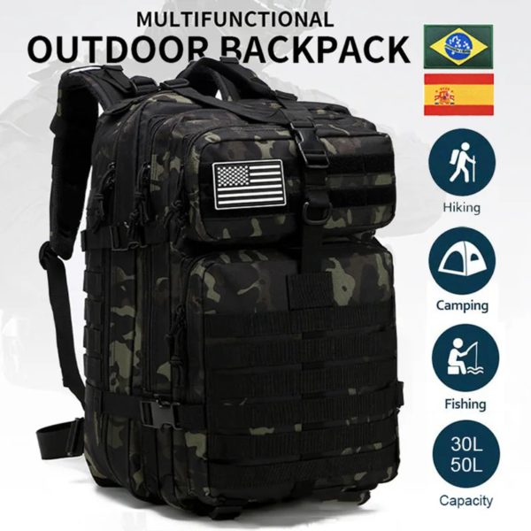 Sac à dos militaire pour hommes et femmes, sac d'assaut, sacs à dos Molle de l'armée, accessoires de camping et de chasse, 30L, 50L, 3P