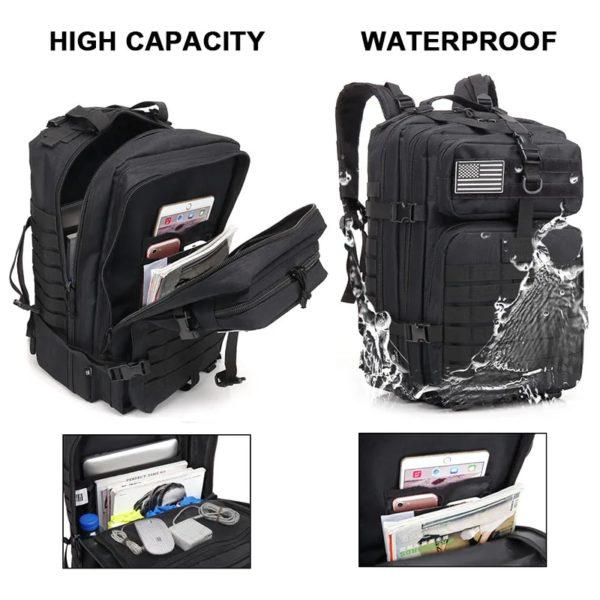 Sac à dos Dulbackpack militaire étanche pour homme, sac de voyage, sac de camping, fournitures de randonnée, sports, trekking, escalade, 30L, 50L, 1000D – Image 4