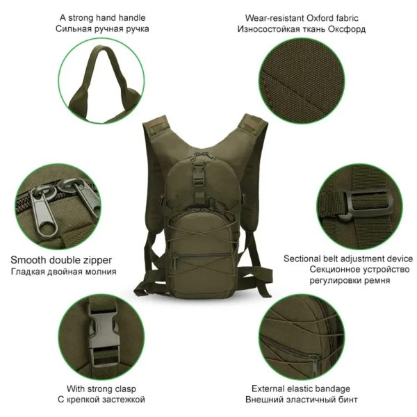 Sac à dos étanche Oxford 800D unisexe, 18L, pour homme, sacoche militaire pour sports de plein air, cyclisme, voyage, escalade et camping – Image 3