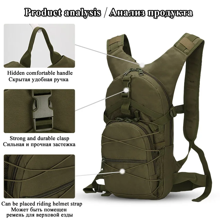 Sac à dos étanche Oxford 800D unisexe, 18L, pour homme, sacoche militaire pour sports de plein air, cyclisme, voyage, escalade et camping