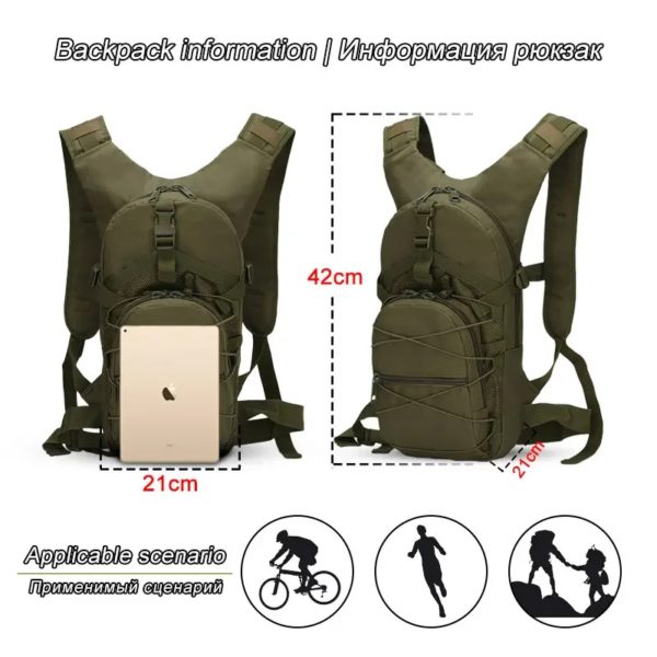 Sac à dos étanche Oxford 800D unisexe, 18L, pour homme, sacoche militaire pour sports de plein air, cyclisme, voyage, escalade et camping – Image 2