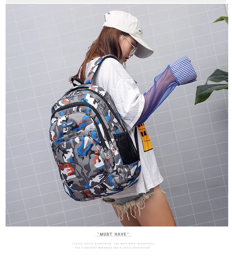 CamSolomon-Sac à Dos de Voyage pour Homme et Enfant, Cartable d'École Militaire Cool pour Adolescent Garçon et Fille, Notification Mochila