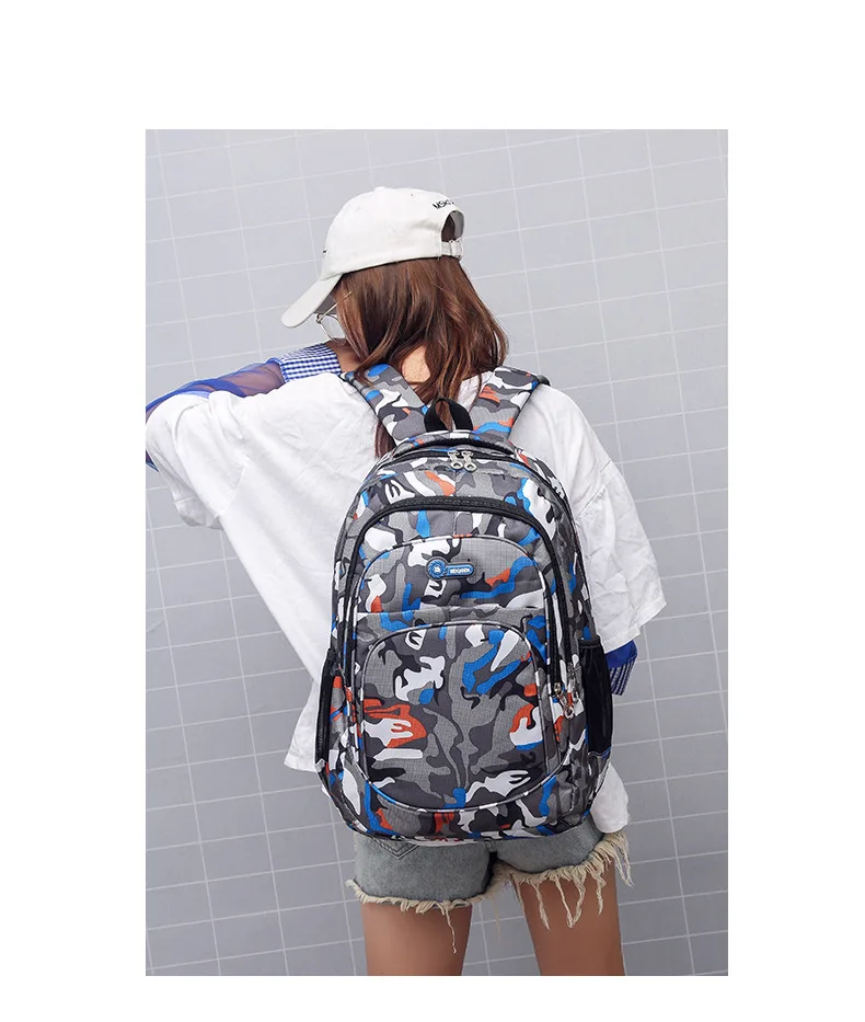 CamSolomon-Sac à Dos de Voyage pour Homme et Enfant, Cartable d'École Militaire Cool pour Adolescent Garçon et Fille, Notification Mochila