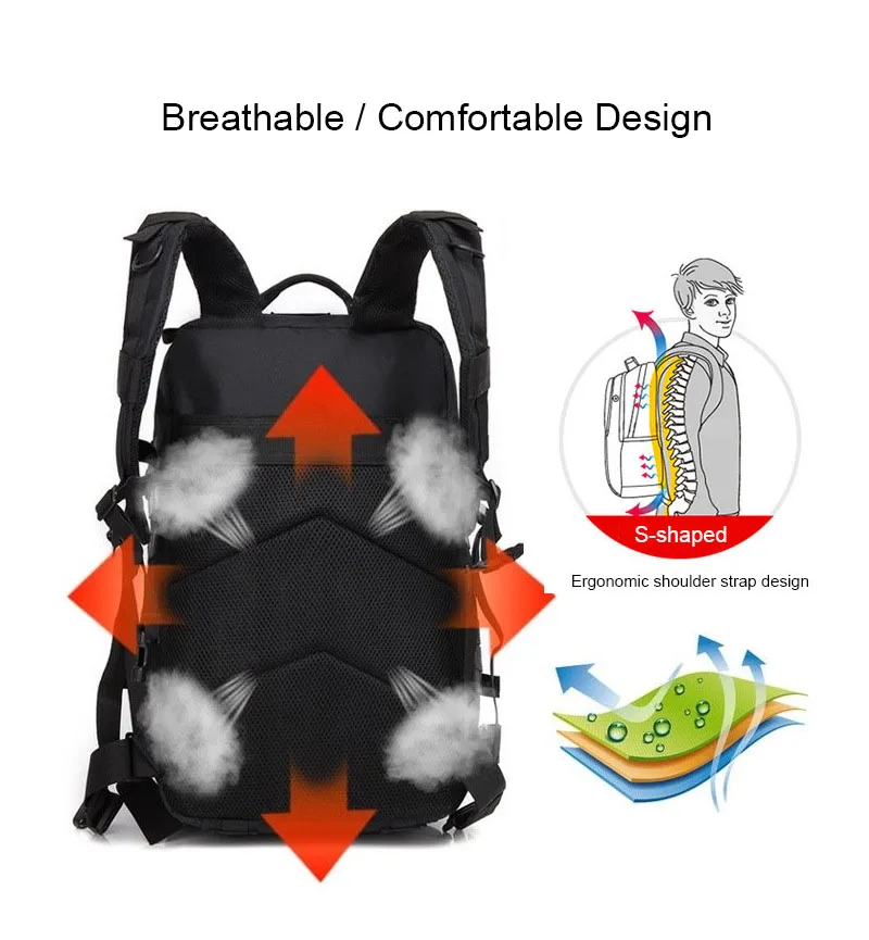 Sac à dos militaire en nylon pour hommes et femmes, sac à dos de sport, sac de randonnée, sac à dos de chasse, sac à dos Solomon Dulbackpack, bleu marine, rose, 30L, 50L
