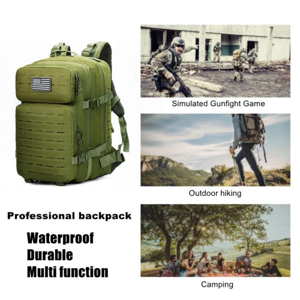 Sac à Dos Militaire Étanche en Nylon, 35/45/50L 900D, pour l'Extérieur, le Camping, la Randonnée, le Trekking, la Pêche, la html – Image 2