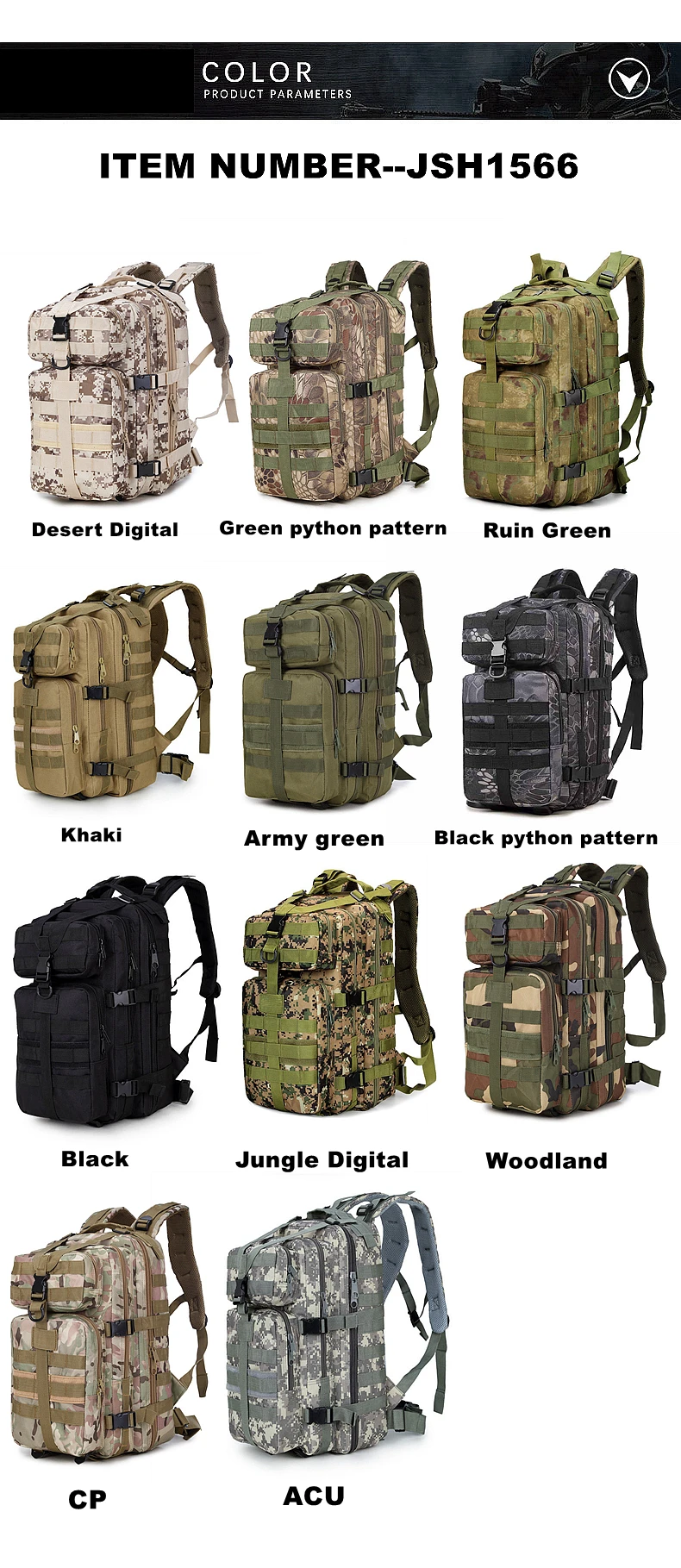 Sac à Dos Militaire Étanche en Nylon, 35/45/50L 900D, pour l'Extérieur, le Camping, la Randonnée, le Trekking, la Pêche, la html