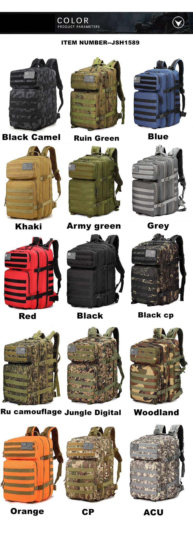 Sac à Dos Militaire Étanche en Nylon, 35/45/50L 900D, pour l'Extérieur, le Camping, la Randonnée, le Trekking, la Pêche, la html