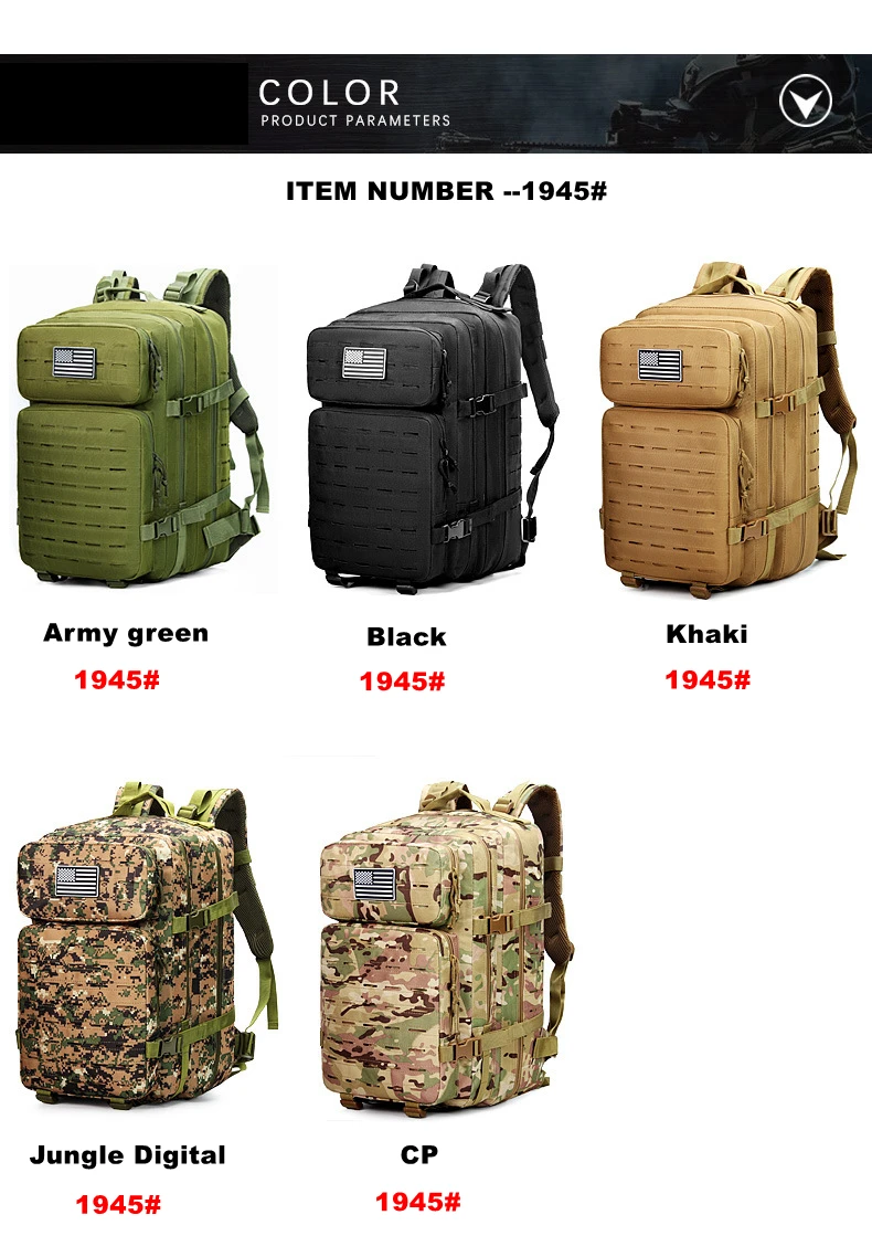 Sac à Dos Militaire Étanche en Nylon, 35/45/50L 900D, pour l'Extérieur, le Camping, la Randonnée, le Trekking, la Pêche, la html