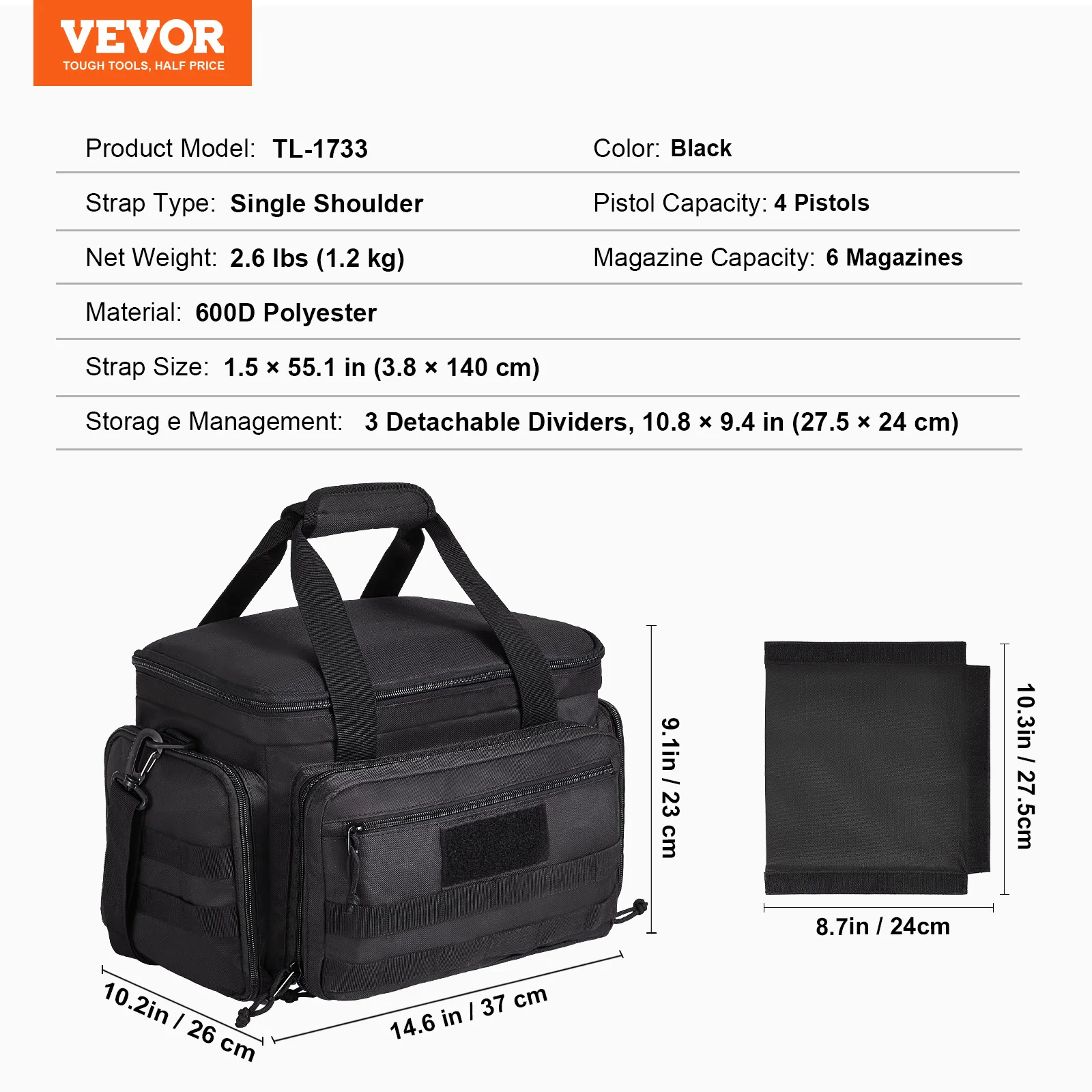 Black 37x26x23CM