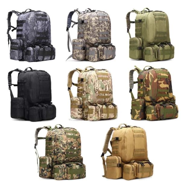Sac à dos tactique militaire 4 en 1 de 55l pour hommes, sacoche de Sport, étanche, pour Camping, chasse, pêche – Image 2
