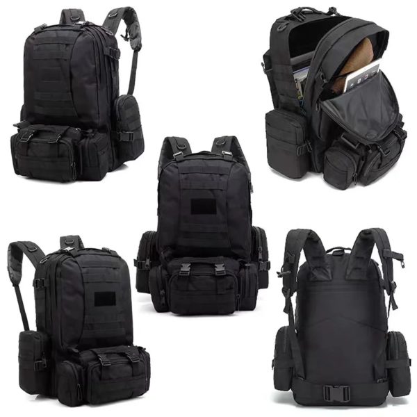 Sac à dos tactique militaire 4 en 1 de 55l pour hommes, sacoche de Sport, étanche, pour Camping, chasse, pêche – Image 4