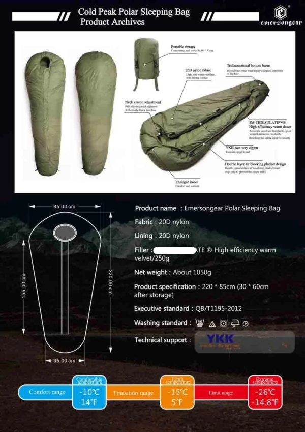 Levez songear-Sac de couchage modulaire Infperform, airsoft MUNICold Patricia Polar, Force Defence, Bunting Hunting Training, Randonnée Outdoor Sp – Image 3