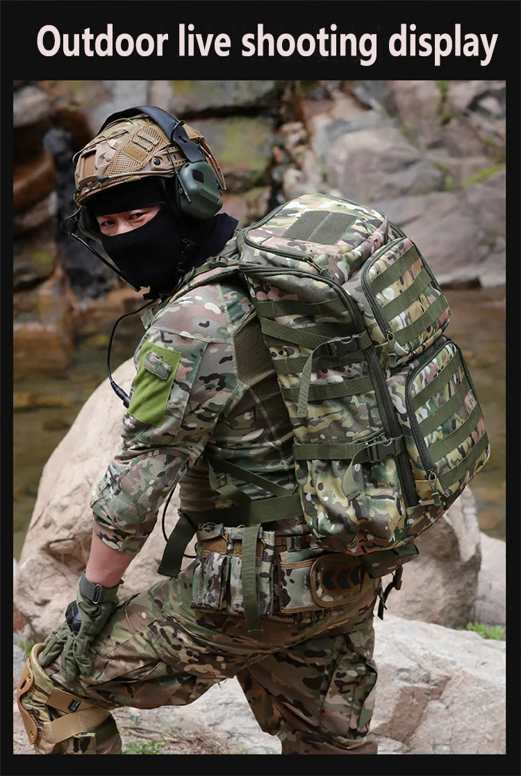 Sac à dos camouflage tactique multifonctionnel pour les fans militaires, grande capacité, alpinisme, camping, sac de sport