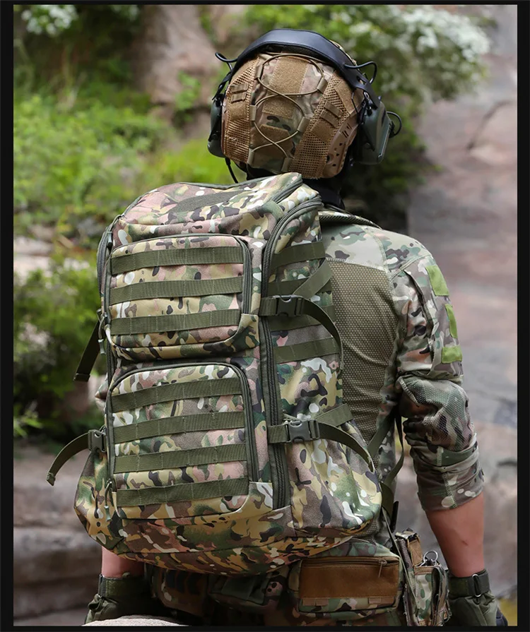 Sac à dos camouflage tactique multifonctionnel pour les fans militaires, grande capacité, alpinisme, camping, sac de sport