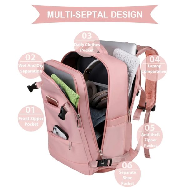 Sac à dos de voyage étanche pour hommes et femmes, valise décontractée, sacs à dos pour ordinateur portable, cabine, avion, grande capacité, 40x30x20 – Image 6