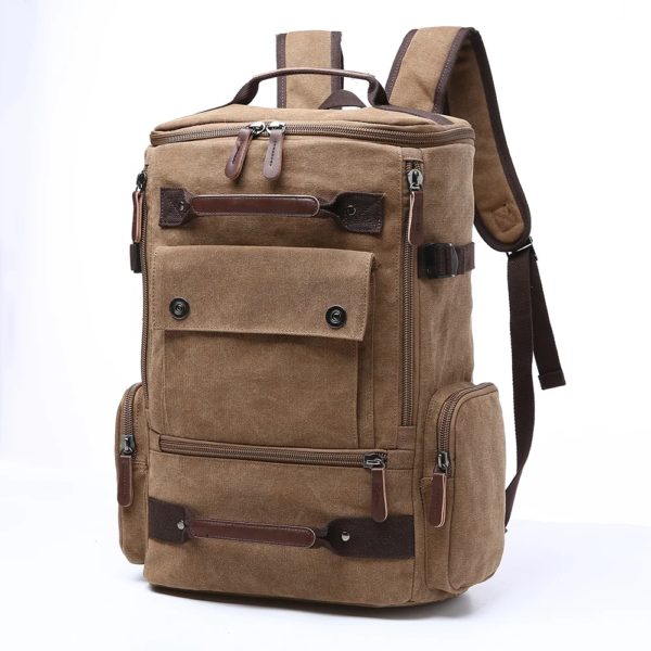 Sacs à dos en toile vintage pour hommes, sac à dos pour ordinateur portable 15 pouces, grande capacité, sac de voyage décontracté, cartable pour adolescent