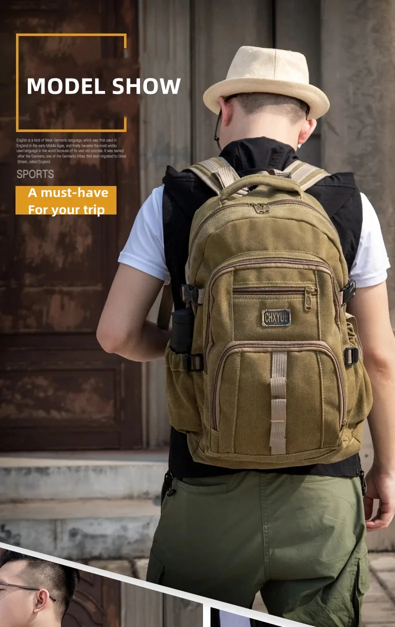 Jamhoo – sac à dos de voyage en toile pour hommes, sac à dos de grande capacité pour l'extérieur, la montagne, le Sport et l'école pour adolescents