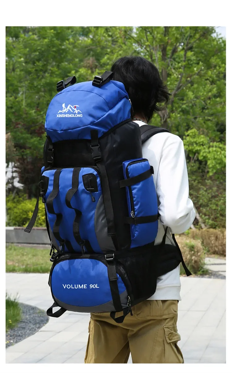 Sac à dos de camping étanche, sac à dos de randonnée, sac de trekking, grande capacité, sacs de sport de plein air, équipement de camping, 90l