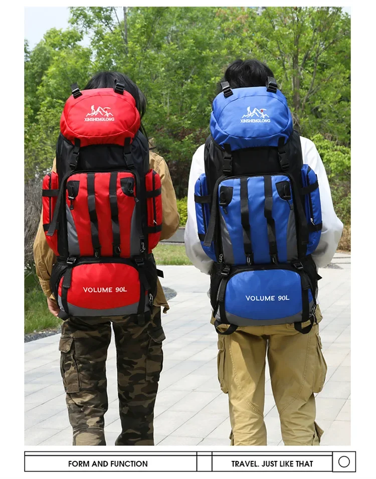 Sac à dos de camping étanche, sac à dos de randonnée, sac de trekking, grande capacité, sacs de sport de plein air, équipement de camping, 90l