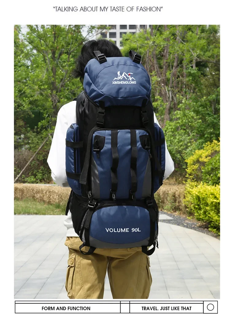 Sac à dos de camping étanche, sac à dos de randonnée, sac de trekking, grande capacité, sacs de sport de plein air, équipement de camping, 90l