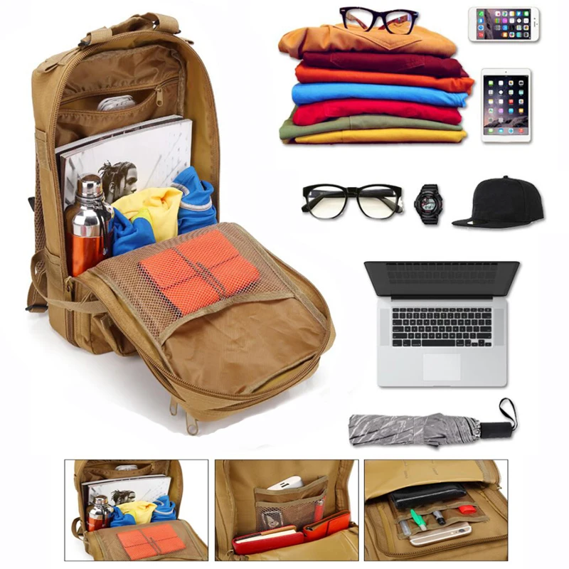 Sac à dos en nylon pour homme, sac à dos 3P, sac Molle pour la chasse, sacs à dos de sport, sac de randonnée en plein air, sac de camping, sac de voyage, sac de pêche, 20L-25L, 1000D Sac à dos en nylon pour homme, sac à dos 3P, sac Molle pour la chasse, sacs à dos de sport, sac de randonnée en plein air, sac de camping, sac de voyage, sac de pêche, 20L-25L, 1000D