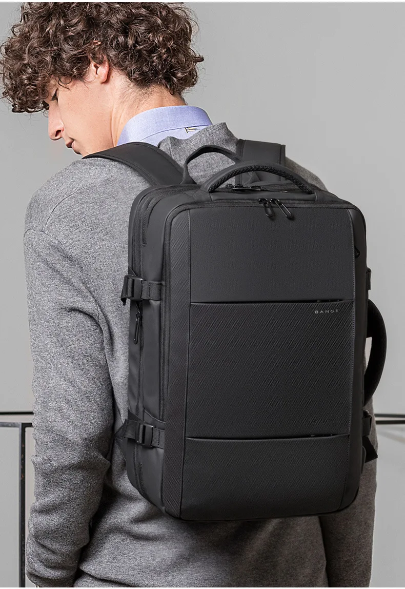 BANGE-Sac à Dos Extensible pour Homme, Imperméable, pour Ordinateur Portable, Grande Capacité, Randonnée, Voyage, 17.3 Pouces