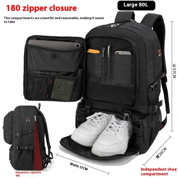 Mozhi-Sac à dos de voyage militaire pour homme, sac à dos de randonnée et d'alpinisme, grande capacité, extensible, étanche – Image 6
